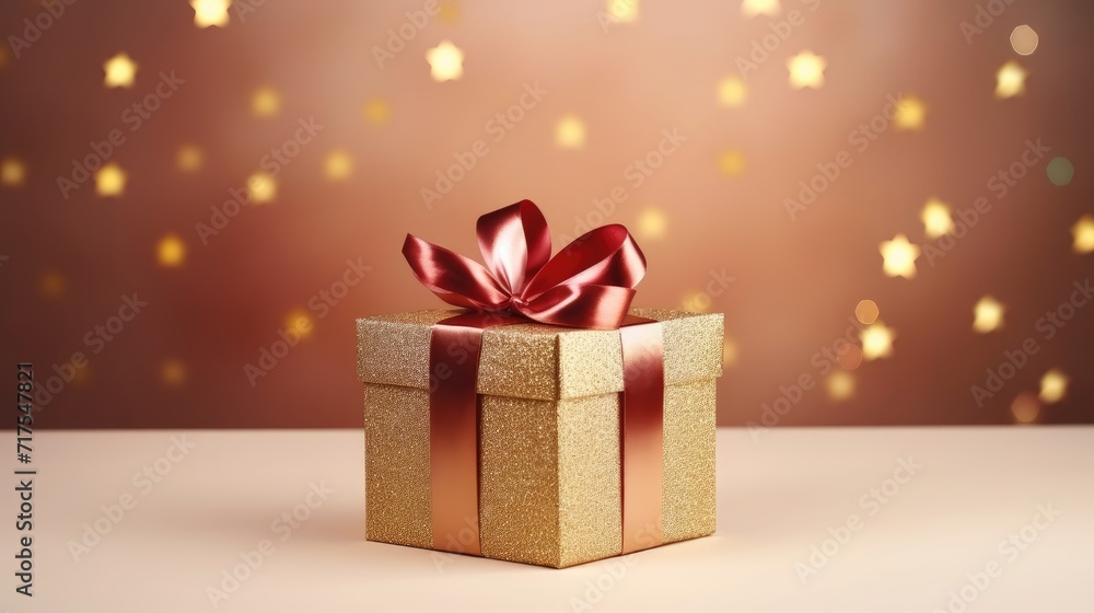 Gift box on a clean background in the style of the new year where there is space for text Gift box on a clean background in the style of the new year where there is space for text