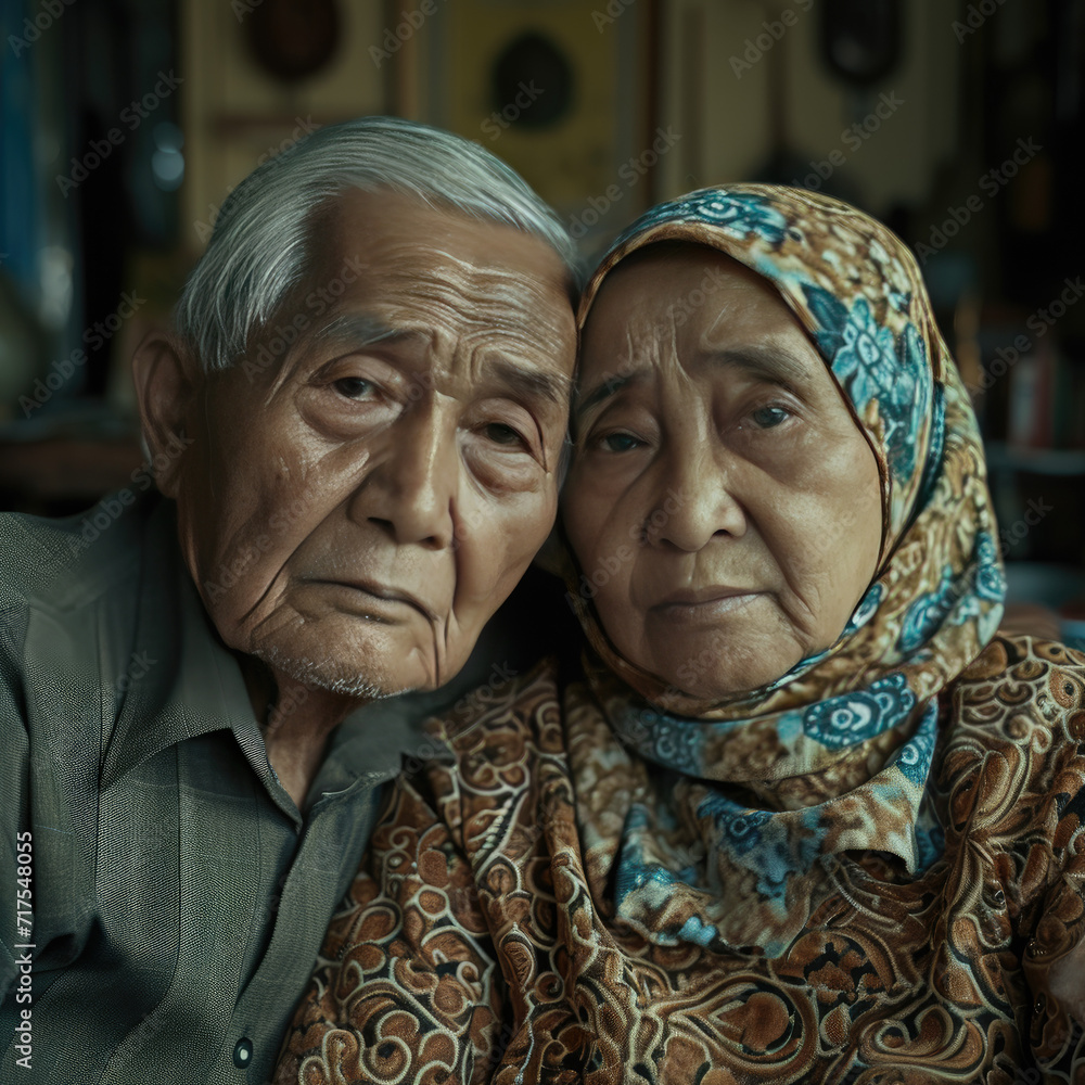portrait of an old Asian married couple, Ai Generated Images