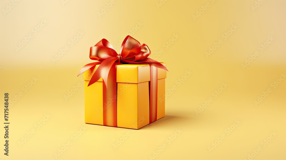 Obraz premium Gift box on a clean background in the style of the new year where there is space for text