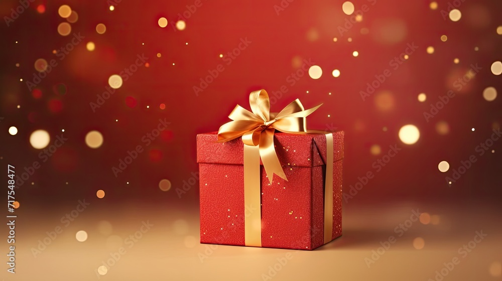 Gift box on a clean background in the style of the new year where there is space for text Gift box on a clean background in the style of the new year where there is space for text