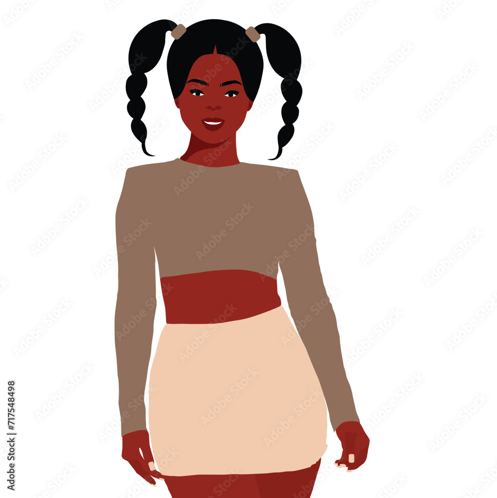 Fototapeta premium Young stylish black woman in elegant style vector