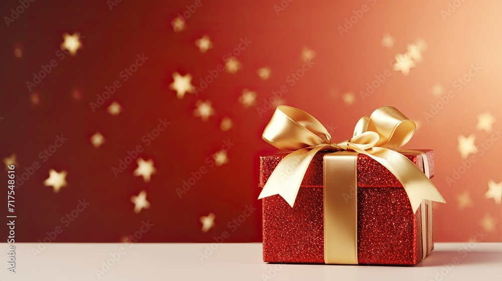 Gift box on a clean background in the style of the new year where there is space for text Gift box on a clean background in the style of the new year where there is space for text