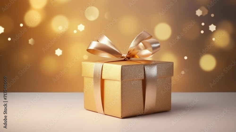 Gift box on a clean background in the style of the new year where there is space for text Gift box on a clean background in the style of the new year where there is space for text