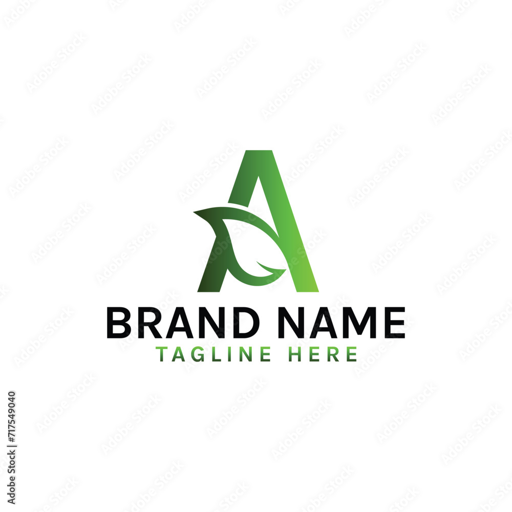 Letter A and leaf logo design template Letter A and leaf logo design template