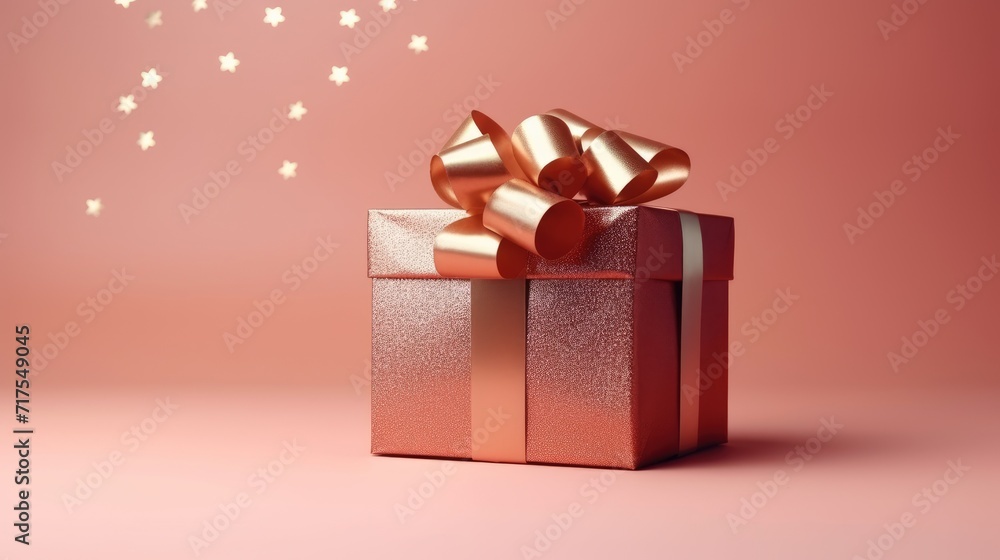 Gift box on a clean background in the style of the new year where there is space for text Gift box on a clean background in the style of the new year where there is space for text