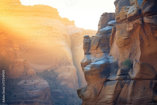 sunrise casting warm light on canyon walls