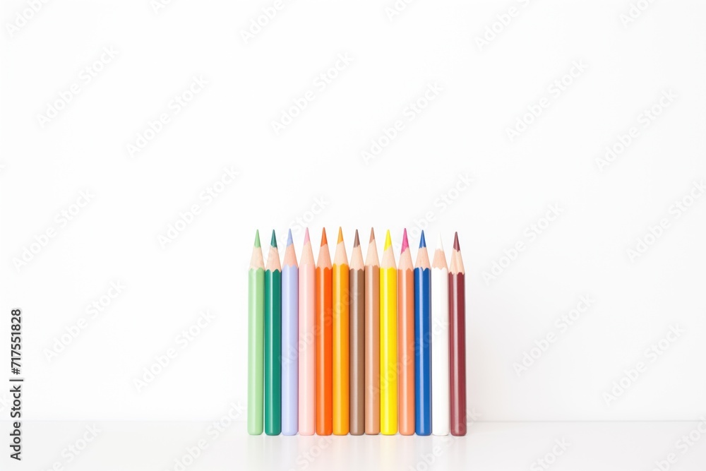 spectrum of colored pencils on white table spectrum of colored pencils on white table