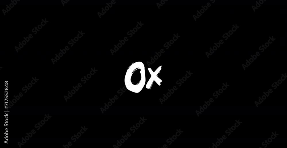 Ox Female Name in Digital Grunge Transition Effect of Bold Text Typography Animation on Black Background Ox Female Name in Digital Grunge Transition Effect of Bold Text Typography Animation on Black Background