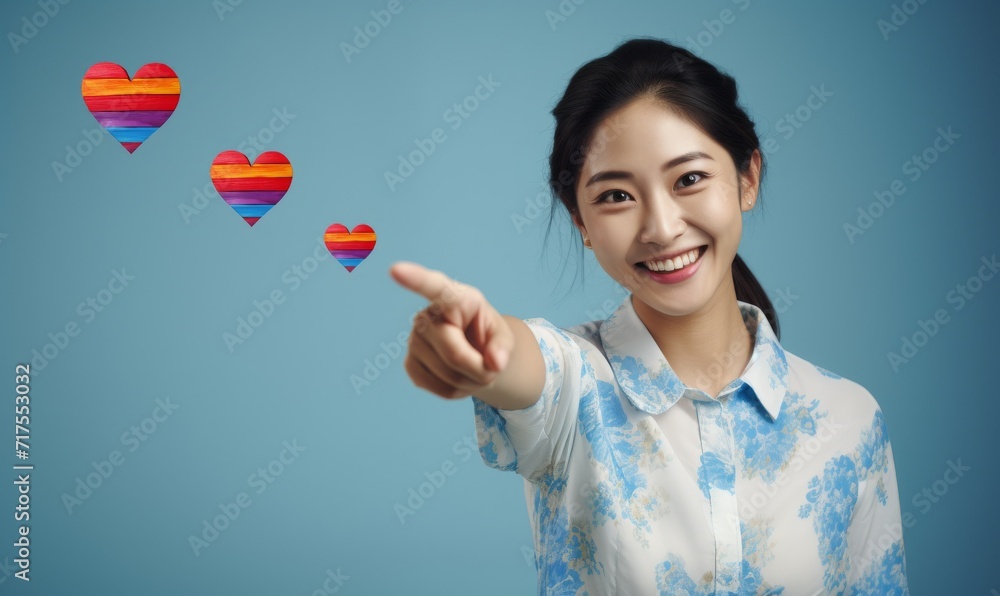 Female hand with rainbow, red heart colored paper heart in valentine and Lgbt concept. Female hand with rainbow, red heart colored paper heart in valentine and Lgbt concept.