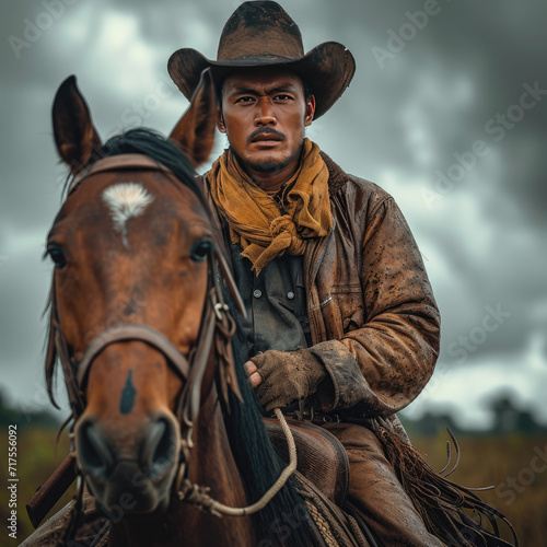 close up of an adult man riding a horse, Ai Generated Images