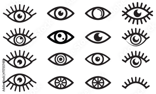 Eye icon set. Eyesight symbol. Retina scan eye icons. Simple eyes collection. Eye silhouette - stock vector.