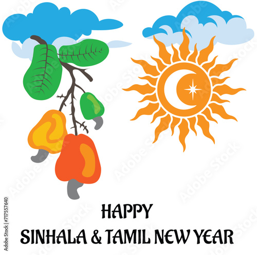 Sinhala & Tamil New Year Vector Design Creative Concept: Celebrate Tradition in Digital Splendor photo