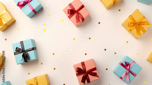 Gift box background. Gifts with copy space. For Christmas gifts, holidays or birthdays