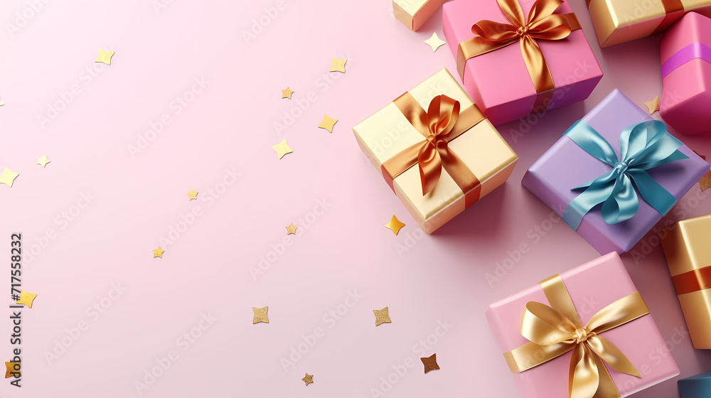 Gift box background. Gifts with copy space. For Christmas gifts, holidays or birthdays Gift box background. Gifts with copy space. For Christmas gifts, holidays or birthdays