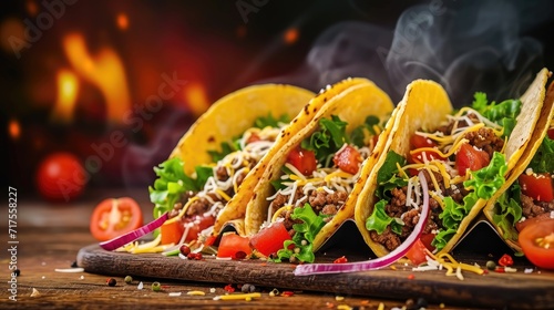 Treat your taste buds to the delicious harmony of flavors in these beef tacos, a culinary delight, Ai Generated.