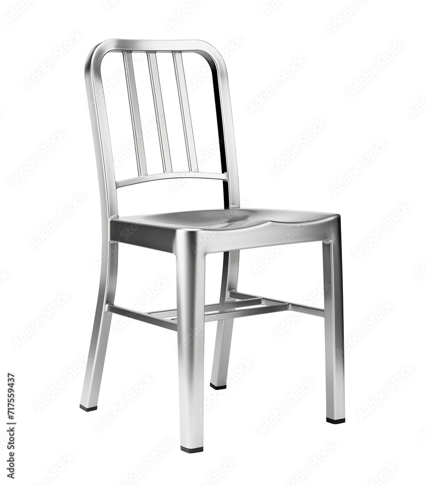 Simple and modern chair in silver color. Transparent background. PNG. Generative AI Simple and modern chair in silver color. Transparent background. PNG. Generative AI