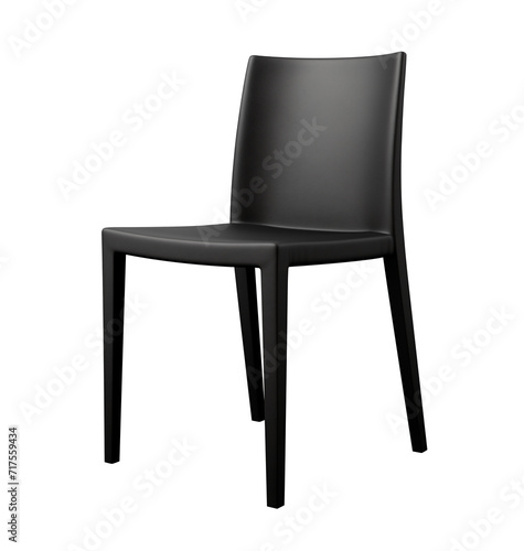 Simple and modern chair in black color. Transparent background. PNG. Generative AI