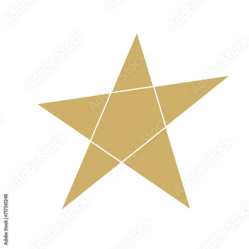 Luxury gold star element on transparent background png file