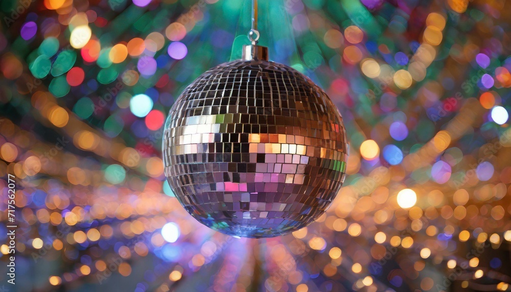 Obraz premium Celestial Rhythms: Unreal Disco Ball Illuminates Psychedelic Atmosphere
