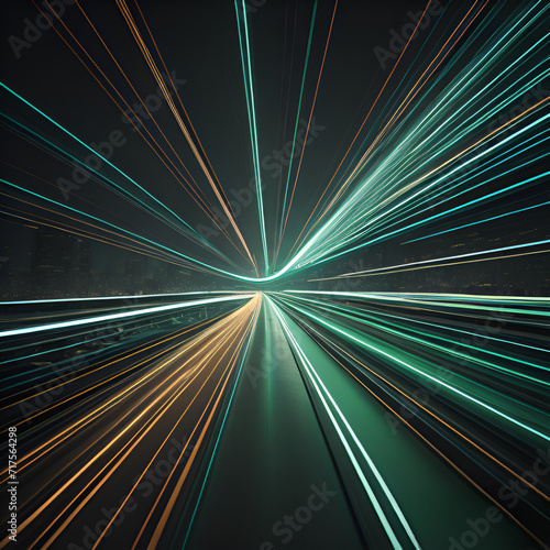 Business concept - high speed abstract MRT track of motion light for background in tokyo, japan