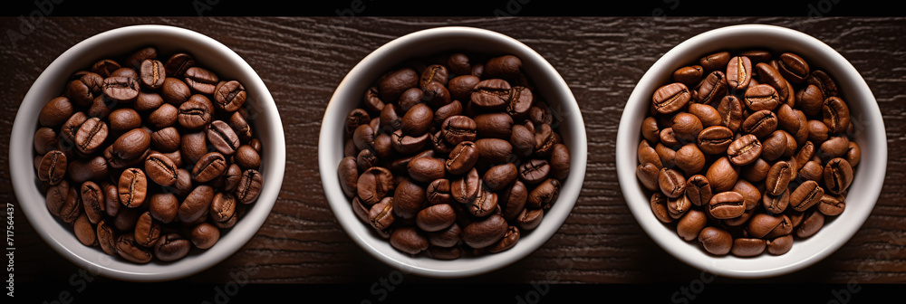 Image of coffee beans separated into dark roast, medium roast, and light roast. Ai generate. Image of coffee beans separated into dark roast, medium roast, and light roast. Ai generate.