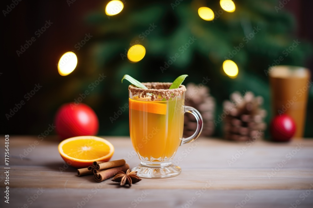 mulled cider with a slice of orange on the rim mulled cider with a slice of orange on the rim
