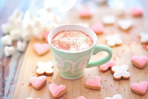 closeup of mini marshmallows floating in a peppermint mocha
