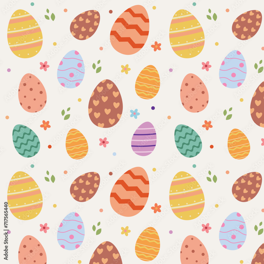 Vector seamless pattern of Easter eggs and flowers Vector seamless pattern of Easter eggs and flowers