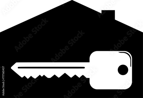 Vektor Silhouette Haus mit Schlüssel - Zuhause Eigenheim Hauskauf und Umzug