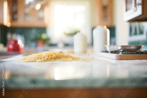 fresh pasta rolling on a kitchen counter