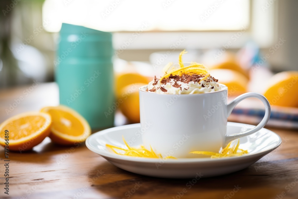 hot chocolate with orange zest garnish for citrus note hot chocolate with orange zest garnish for citrus note