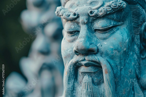 Abstract portrayal of Confucius  philosophy emphasizing harmony and order.