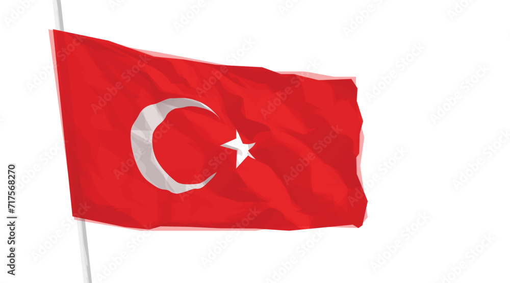 Waving realistic turkish flag isolated on white background. Vector illustration. Waving realistic turkish flag isolated on white background. Vector illustration.