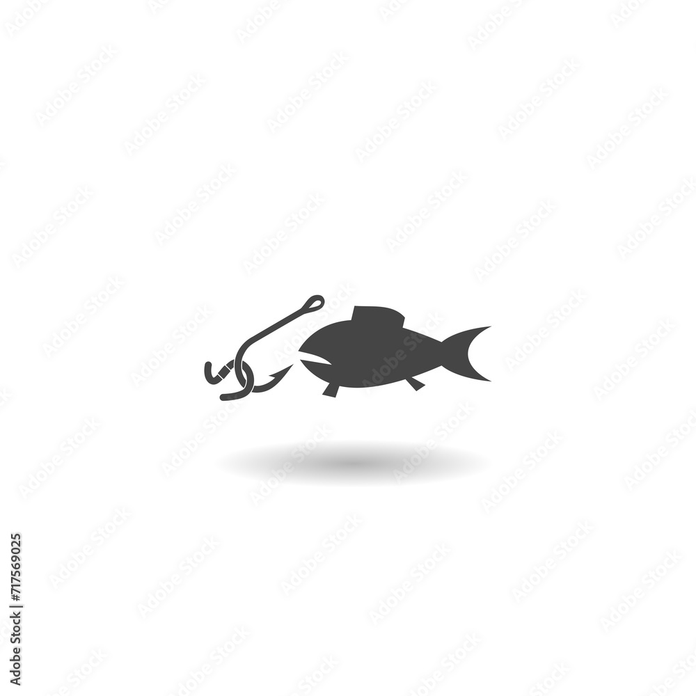 Simple Fish icon with shadow Simple Fish icon with shadow