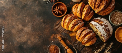 Mexican sweet bread called concha bakery from mexico. Copy space image. Place for adding text or design