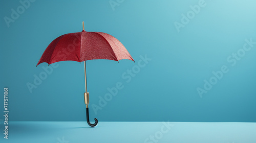 an open umbrella on a serene blue background  creating a simple yet impactful representation of health insurance. Generative AI.