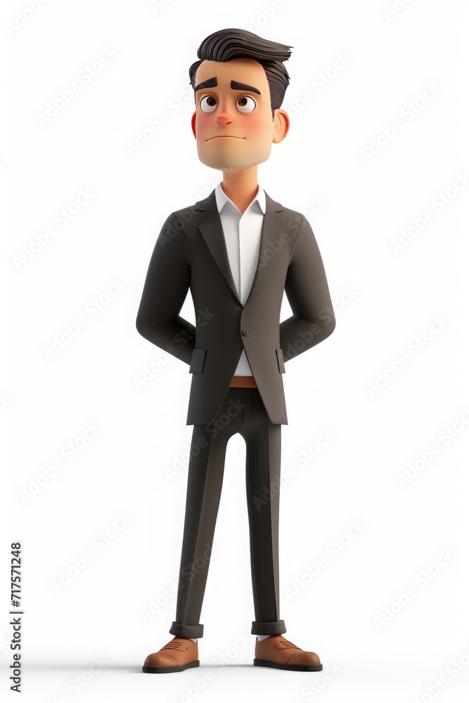 3d character, Architect, slicked-back hair, dressed in a professional blazer and trousers