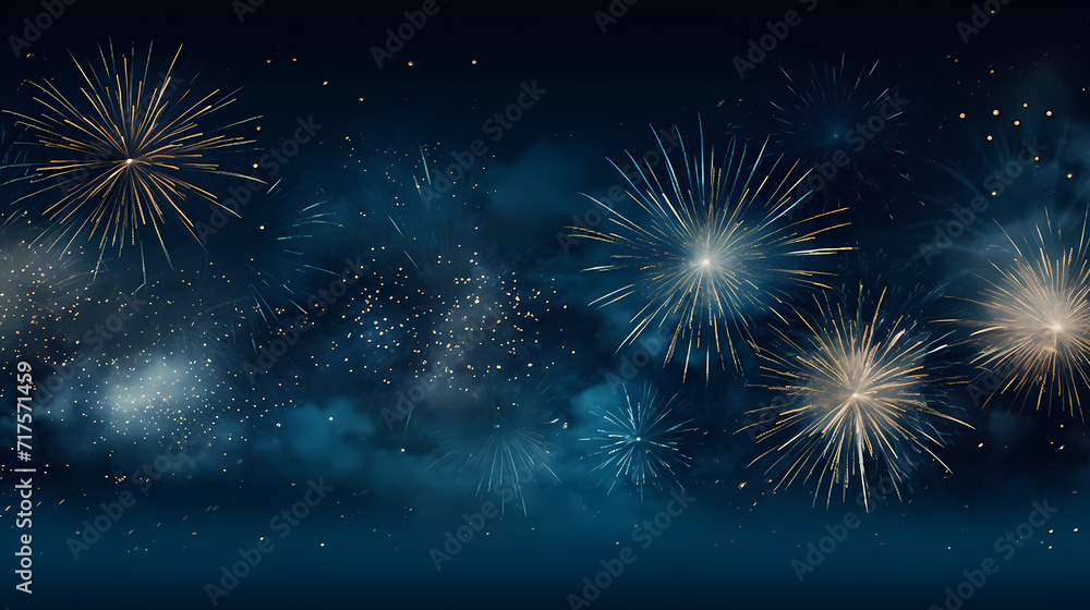 Fototapeta premium Beautiful fireworks background at night for holiday decoration