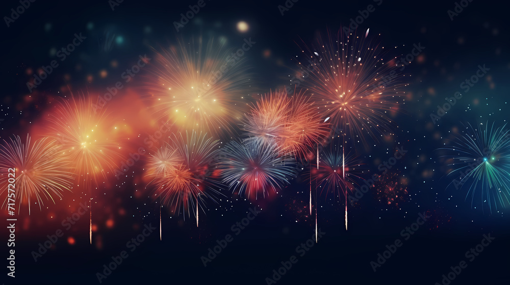 Beautiful fireworks background at night for holiday decoration Beautiful fireworks background at night for holiday decoration
