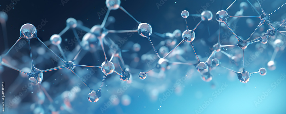 Transparent molecular structure in a blue hued scientific environment Transparent molecular structure in a blue hued scientific environment
