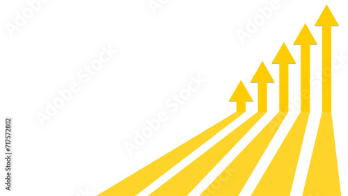 Arrows in perspective forming an ascending graph. Continuous growth and consistency concept.