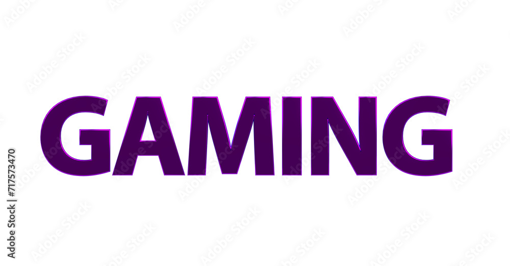 Gaming, Spielen, Computerspiele, Videospiele, E-Sport, zocken - violette plakative 3D-Schrift, Freisteller, Rendering Gaming, Spielen, Computerspiele, Videospiele, E-Sport, zocken - violette plakative 3D-Schrift, Freisteller, Rendering
