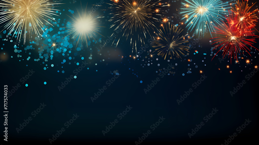 Fototapeta premium Beautiful fireworks background at night for holiday decoration
