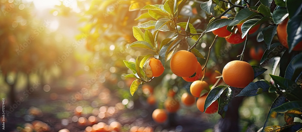 Grapefruits on the tree Ripe fruits growing on the plantation. Copy space image. Place for adding text or design Grapefruits on the tree Ripe fruits growing on the plantation. Copy space image. Place for adding text or design