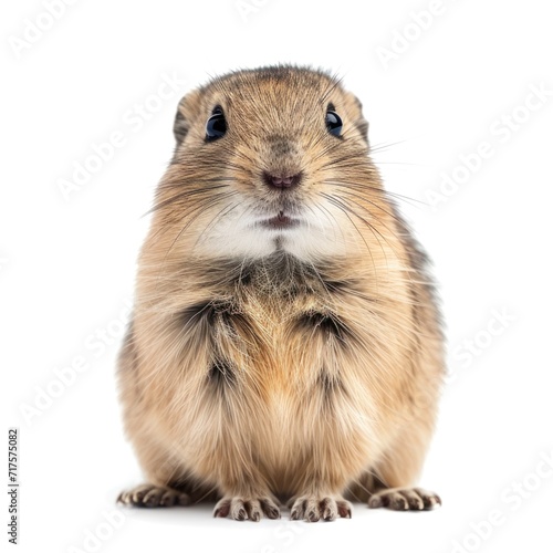 Arctic Lemming in natural pose isolated on white background, photo realistic