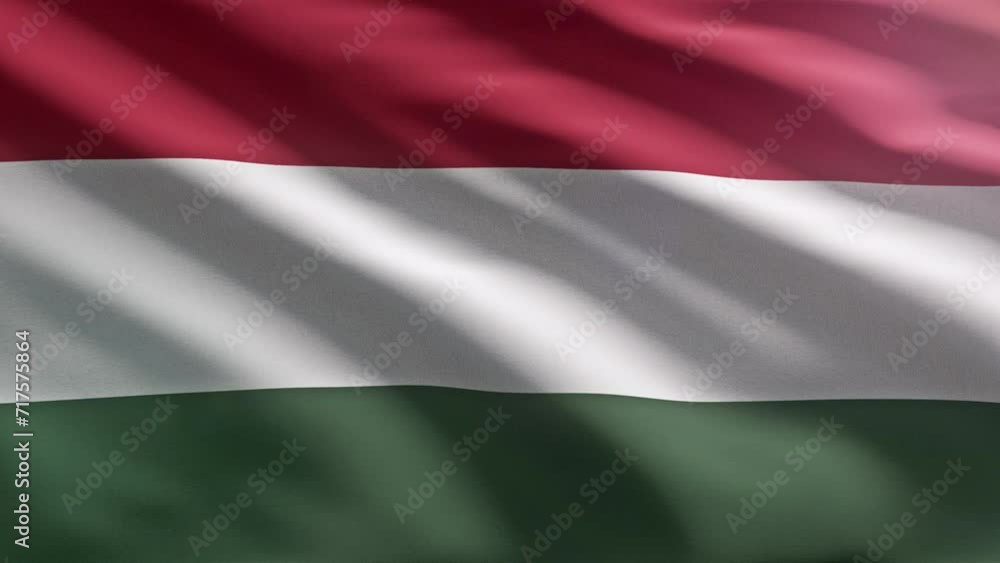 Animation of the Hungary national flag shaken by the strong wind. Waving the Hungary national flag with green white and red colours. National flag representing the people of Hungary. Central Europe. Animation of the Hungary national flag shaken by the strong wind. Waving the Hungary national flag with green white and red colours. National flag representing the people of Hungary. Central Europe.