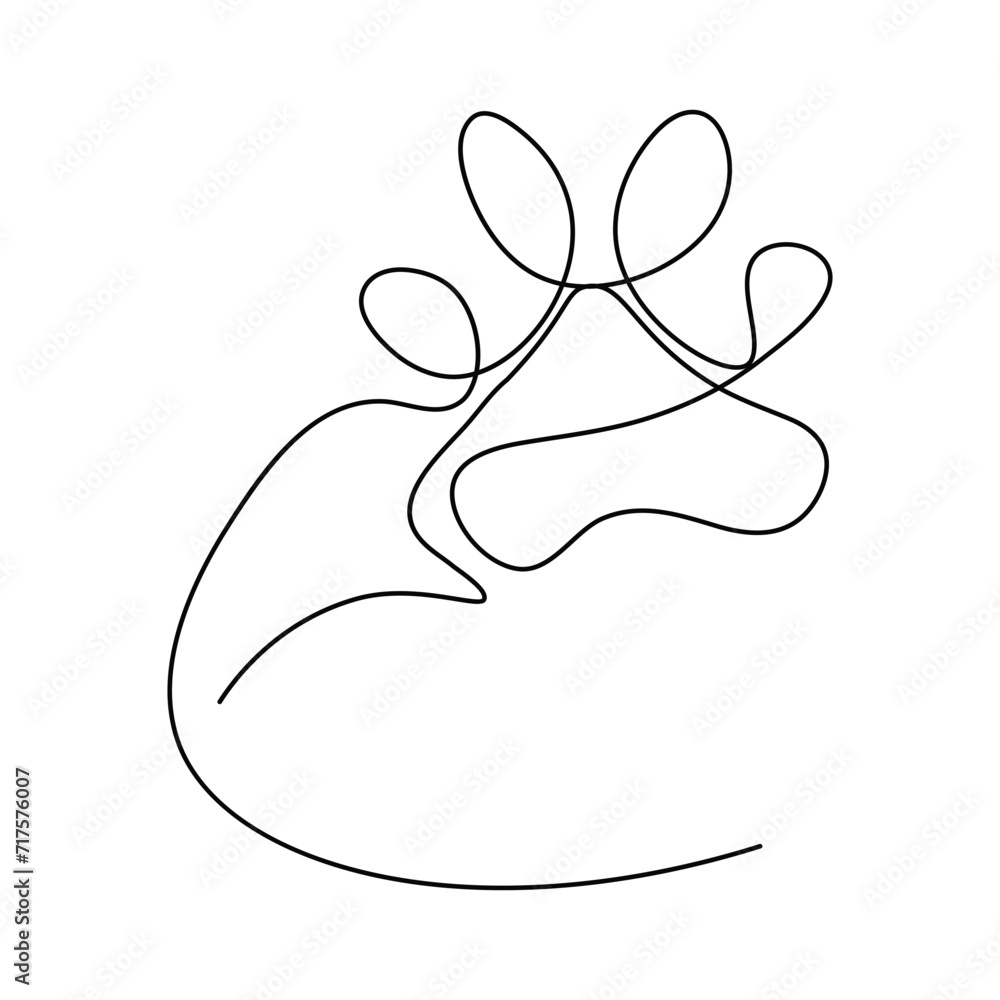 Dog paw continuous one line art and outline vector art illustration Dog paw continuous one line art and outline vector art illustration