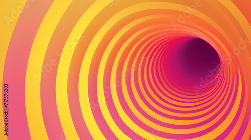 Geometric Tunnel Of Pastel Colors.randomly Moving Circles.orange Yellow Gradient. Creative Background.