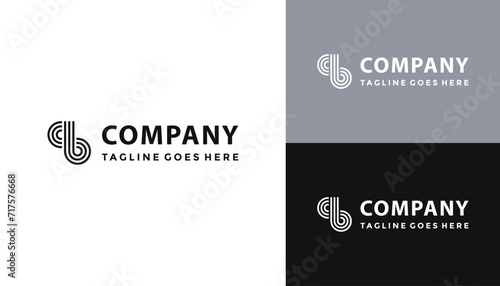 Initial Letter CB B C BC Monogram with Simple Geometric Stripes Logo Design photo