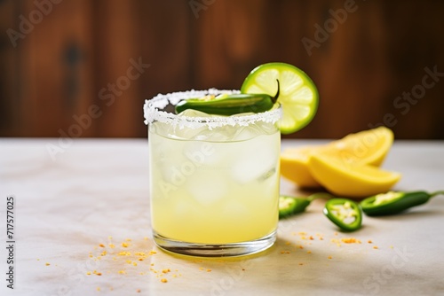 margarita with jalapeo slices, spicy take on classic photo